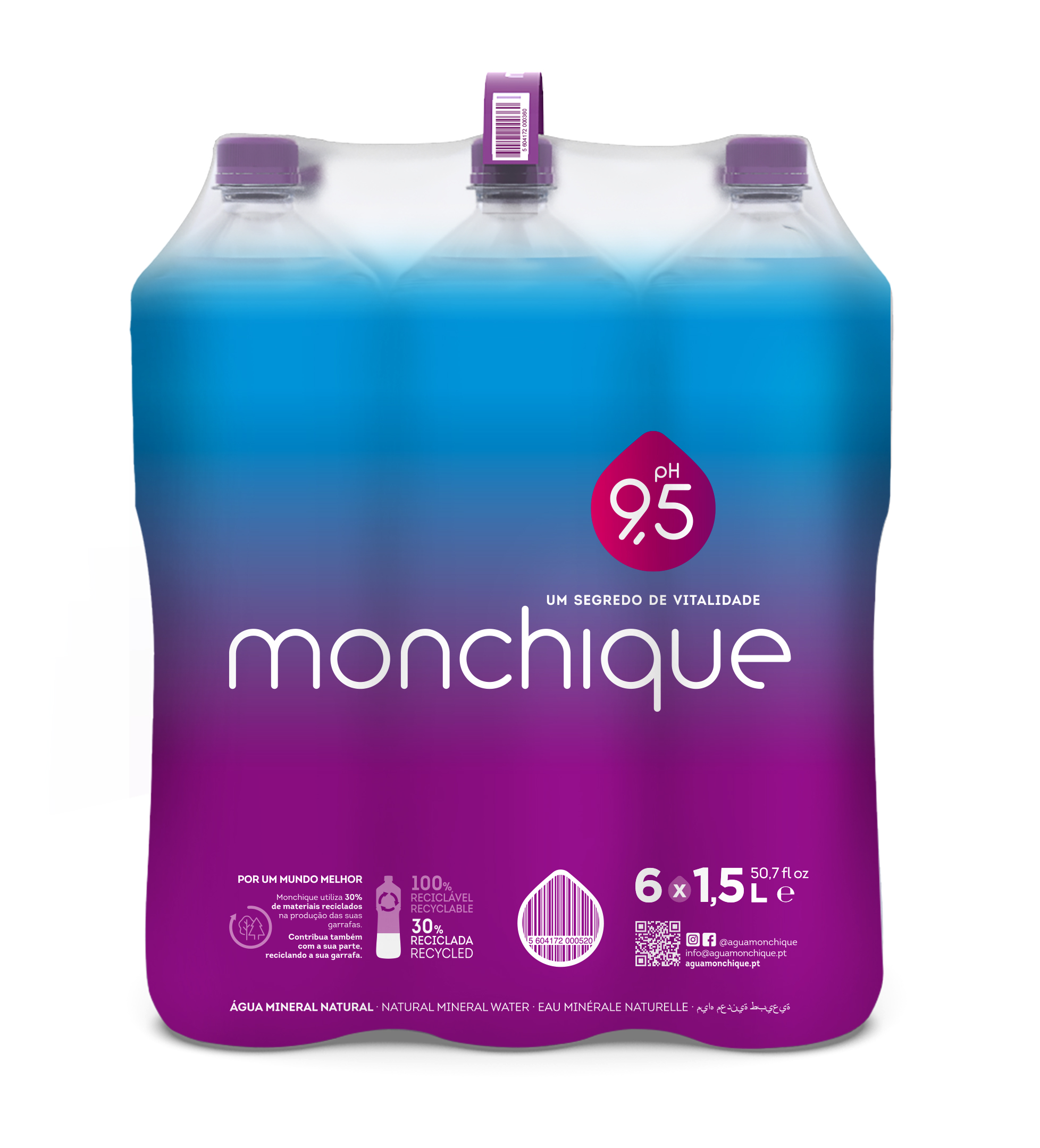 AGUA MINERAL MONCHIQUE PET 1,5L PAC 6UN